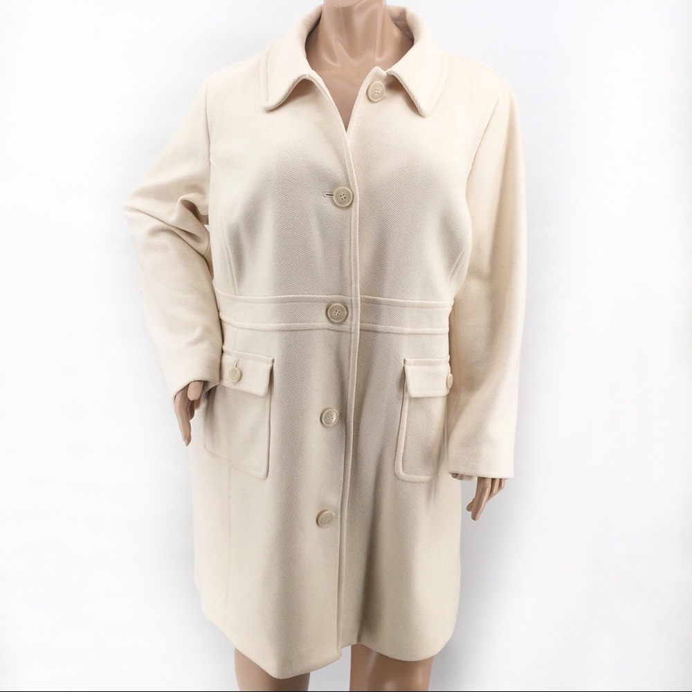 Talbots Woman Cream 80% Wool Coat ~ Plus Sz 20W